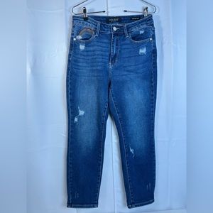 Judy Blue Womens Straight Leg Distressed Blue High Rise Jeans Size 28 3 Rainbow